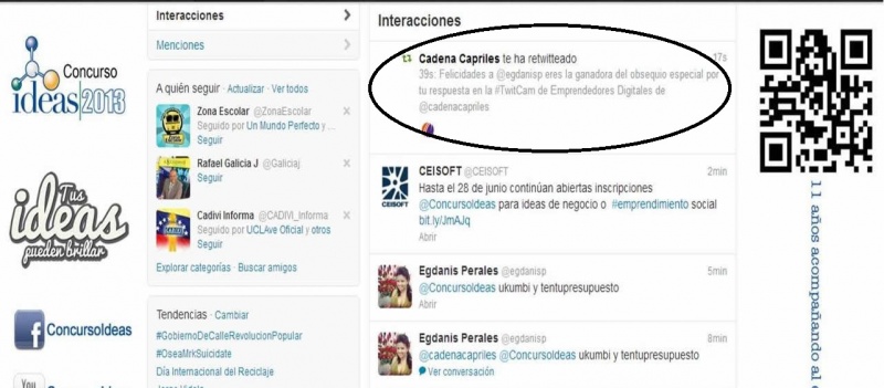 Archivo:Pantalla ganadora Obsequio TwitCam Premio Especial Cadena Capriles.jpg
